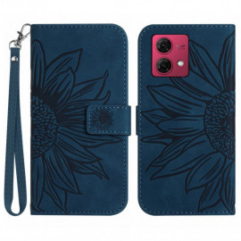 Coverup Zonnebloem Book Case met Koord - Motorola Moto G84 Hoesje - Donkerblauw