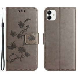 Coverup Bloemen & Vlinders Book Case - Motorola Moto G54 Hoesje - Grijs