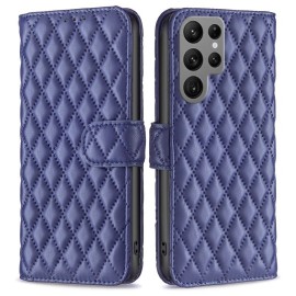 BINFEN Rhombus Book Case - Samsung Galaxy S24 Ultra Hoesje - Blauw