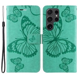Coverup Vlinders Book Case - Samsung Galaxy S24 Ultra Hoesje - Mintgroen