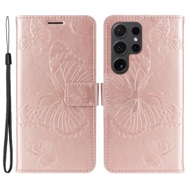 Coverup Vlinders Book Case - Samsung Galaxy S24 Ultra Hoesje - Rose Gold