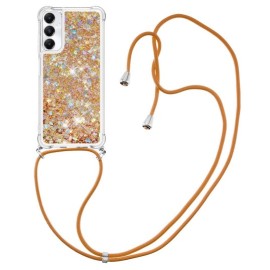 Coverup Liquid Glitter Back Cover met Koord - Samsung Galaxy A05s Hoesje - Goud