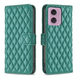 BINFEN Rhombus Book Case - Motorola Moto G04(s) / G24 / E14 Hoesje - Groen