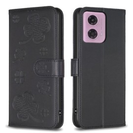 Coverup Klavertje Book Case - Motorola Moto G04(s) / G24 / E14 Hoesje - Zwart