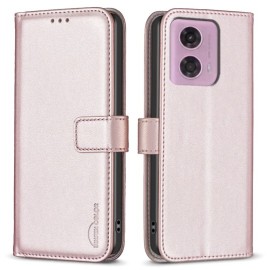 BINFEN Book Case - Motorola Moto G04(s) / G24 / E14 Hoesje - Rose Gold