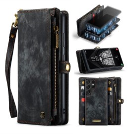 CaseMe 008 2-in-1 Book Case & Back Cover met Portemonnee - Samsung Galaxy S23 Ultra Hoesje - Zwart