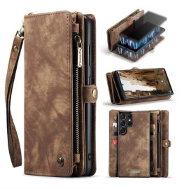 CaseMe 008 2-in-1 Book Case & Back Cover met Portemonnee - Samsung Galaxy S23 Ultra Hoesje - Bruin