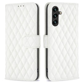 BINFEN Rhombus Book Case - Samsung Galaxy A55 Hoesje - Wit