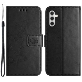 Coverup Bloemen & Vlinders Book Case - Samsung Galaxy A55 Hoesje - Zwart