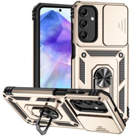 Coverup Armor Ring Kickstand Back Cover met Camera Shield - Samsung Galaxy A55 Hoesje - Goud