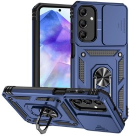 Coverup Armor Ring Kickstand Back Cover met Camera Shield - Samsung Galaxy A55 Hoesje - Blauw