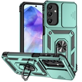 Coverup Armor Ring Kickstand Back Cover met Camera Shield - Samsung Galaxy A55 Hoesje - Mintgroen