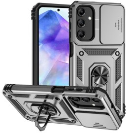 Coverup Armor Ring Kickstand Back Cover met Camera Shield - Samsung Galaxy A55 Hoesje - Grijs