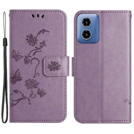 Coverup Bloemen & Vlinders Book Case - Motorola Moto G04(s) / G24 (Power) / E14 Hoesje - Lila