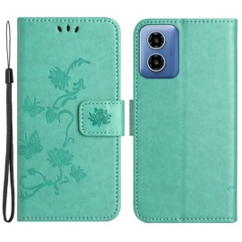 Coverup Bloemen & Vlinders Book Case - Motorola Moto G04(s) / G24 (Power) / E14 Hoesje - Mintgroen