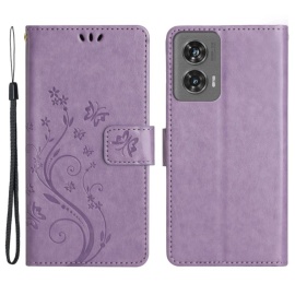 Coverup Bloemen & Vlinders Book Case - Motorola Edge 50 Fusion Hoesje - Lila