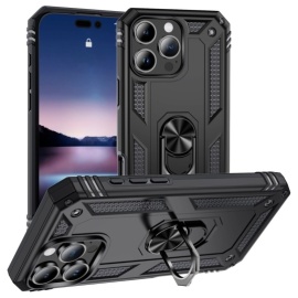 Coverup Ring Kickstand Back Cover - iPhone 16 Pro Hoesje - Zwart