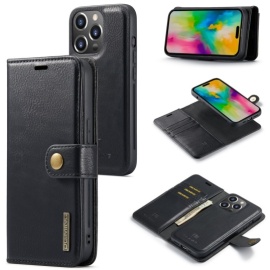 DG.MING 2-in-1 Book Case & Back Cover - iPhone 16 Pro Hoesje - Zwart