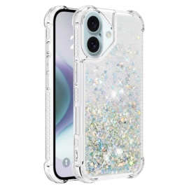 Coverup Liquid Glitter Back Cover - iPhone 16 Hoesje - Zilver