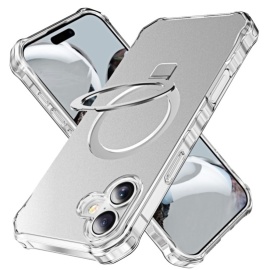 Coverup ShockProof TPU Back Cover met MagSafe Compatible Ring Kickstand - iPhone 16 Plus Hoesje - Grijs