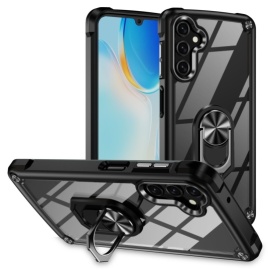 Coverup ShockProof Transparant Ring Kickstand Back Cover - Samsung Galaxy A16 Hoesje - Zwart