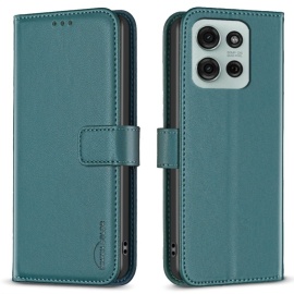 BINFEN Book Case - Motorola Moto G75 Hoesje - Groen