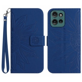 Coverup Zonnebloem Book Case met Koord - Motorola Moto G75 Hoesje - Blauw