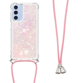 Coverup Liquid Glitter Back Cover met Koord - Samsung Galaxy A16 Hoesje - Pink