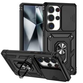 Coverup Armor Ring Kickstand Back Cover met Camera Shield - Samsung Galaxy S25 Ultra Hoesje - Zwart