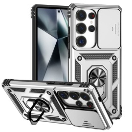 Coverup Armor Ring Kickstand Back Cover met Camera Shield - Samsung Galaxy S25 Ultra Hoesje - Grijs