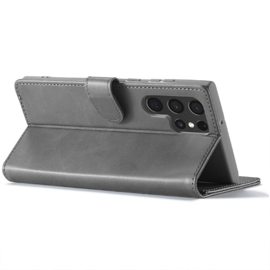 LC.IMEEKE Luxe Book Case - Samsung Galaxy S25 Ultra Hoesje - Grijs