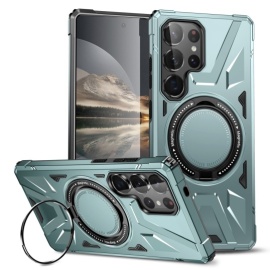 Coverup Heavy Duty Ring Kickstand Back Cover - MagSafe Compatible - Samsung Galaxy S25 Ultra Hoesje - Mint Green