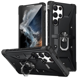 Coverup Heavy Duty Ring Kickstand Back Cover - Samsung Galaxy S25 Ultra Hoesje - Zwart