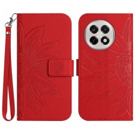 Coverup Zonnebloem Book Case met Koord - OnePlus 13R Hoesje - Rood