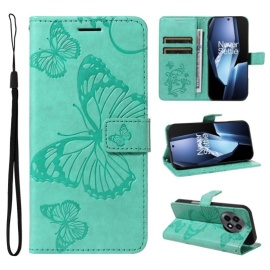 Coverup Vlinders Book Case - OnePlus 13R Hoesje - Mintgroen