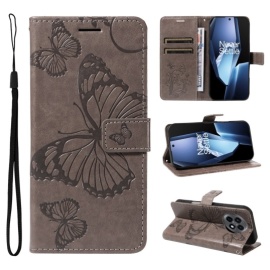 Coverup Vlinders Book Case - OnePlus 13R Hoesje - Taupe Grijs