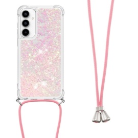 Coverup Liquid Glitter Back Cover met Koord - Samsung Galaxy A56 Hoesje - Pink
