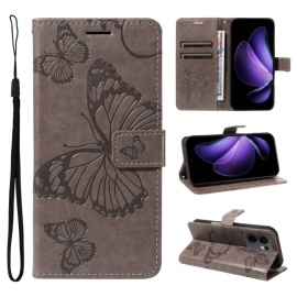 Coverup Vlinders Book Case - OPPO Reno13 F / FS 5G Hoesje - Taupe Grijs
