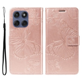 Coverup Vlinders Book Case - Motorola Edge 60 Fusion / Edge 60 Pro Hoesje - Rose Gold