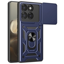 Coverup Armor Ring Kickstand Back Cover met Camera Shield - Motorola Edge 60 Pro Hoesje - Blauw