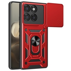 Coverup Armor Ring Kickstand Back Cover met Camera Shield - Motorola Edge 60 Pro Hoesje - Rood
