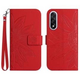 Coverup Zonnebloem Book Case met Koord - OnePlus Nord 5 Hoesje - Rood
