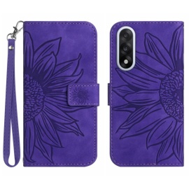 Coverup Zonnebloem Book Case met Koord - OnePlus Nord 5 Hoesje - Paars
