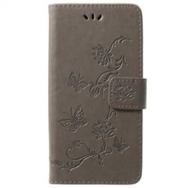 Bloemen & Vlinders Book Case - Samsung Galaxy S9 Hoesje - Grijs