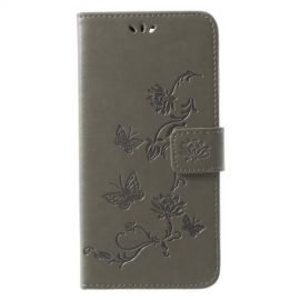 Bloemen & Vlinders Book Case - Huawei Mate 10 Lite Hoesje - Grijs