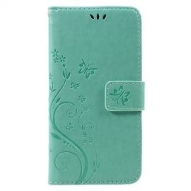 Bloemen Book Case - Huawei P8 Lite (2017) Hoesje - Cyan