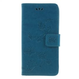 Bloemen & Vlinders Book Case - Samsung Galaxy J6 (2018) Hoesje - Blauw