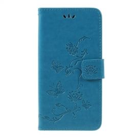 Bloemen Book Case - Samsung Galaxy A7 (2018) Hoesje - Blauw
