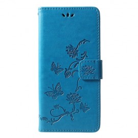 Bloemen & Vlinders Book Case - Samsung Galaxy J6 Plus (2018) Hoesje - Blauw