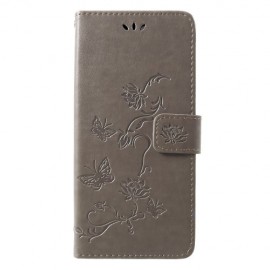 Bloemen Book Case - Samsung Galaxy A9 (2018) Hoesje - Grijs